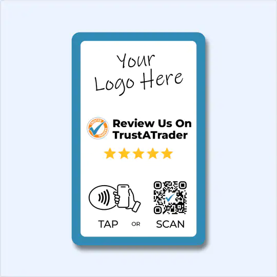 Custom Branded TrustATrader Review Card - Tap and Scan