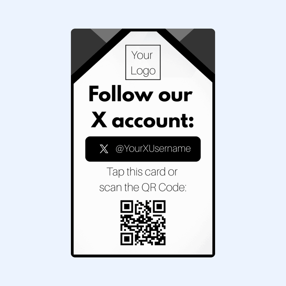 Follow Us On X Tap & Scan Card
